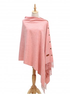 Cashmere Feeling Shawl w/ Openable Button Details